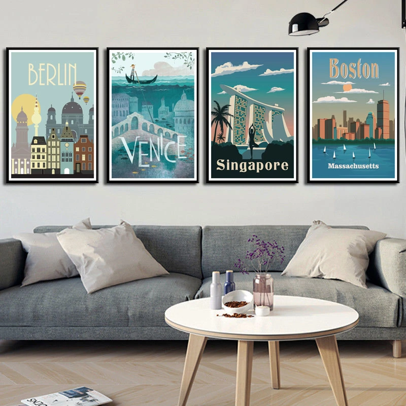 Inkjet Decorative Painting Custom Five-piece Canvas Frameless Painting