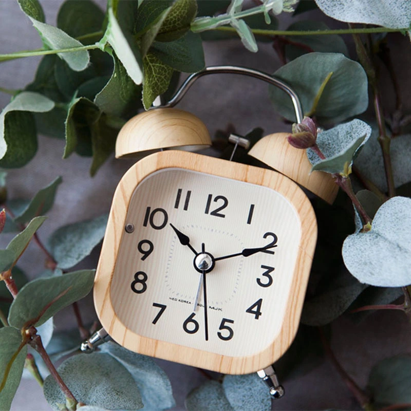 Wooden Alarm Clock Luminous Silent Simple Retro