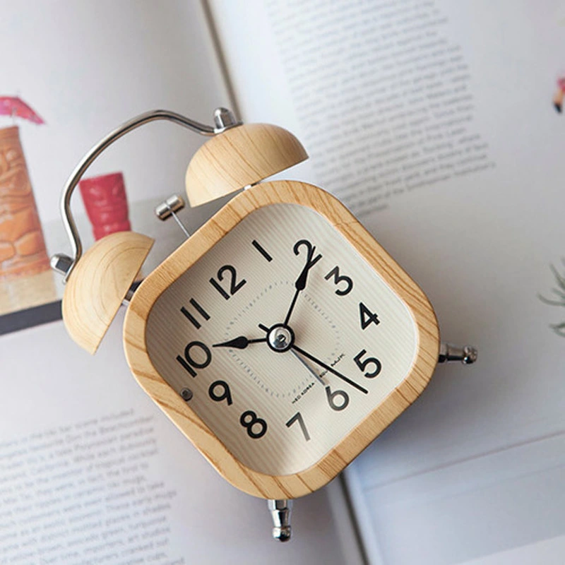 Wooden Alarm Clock Luminous Silent Simple Retro