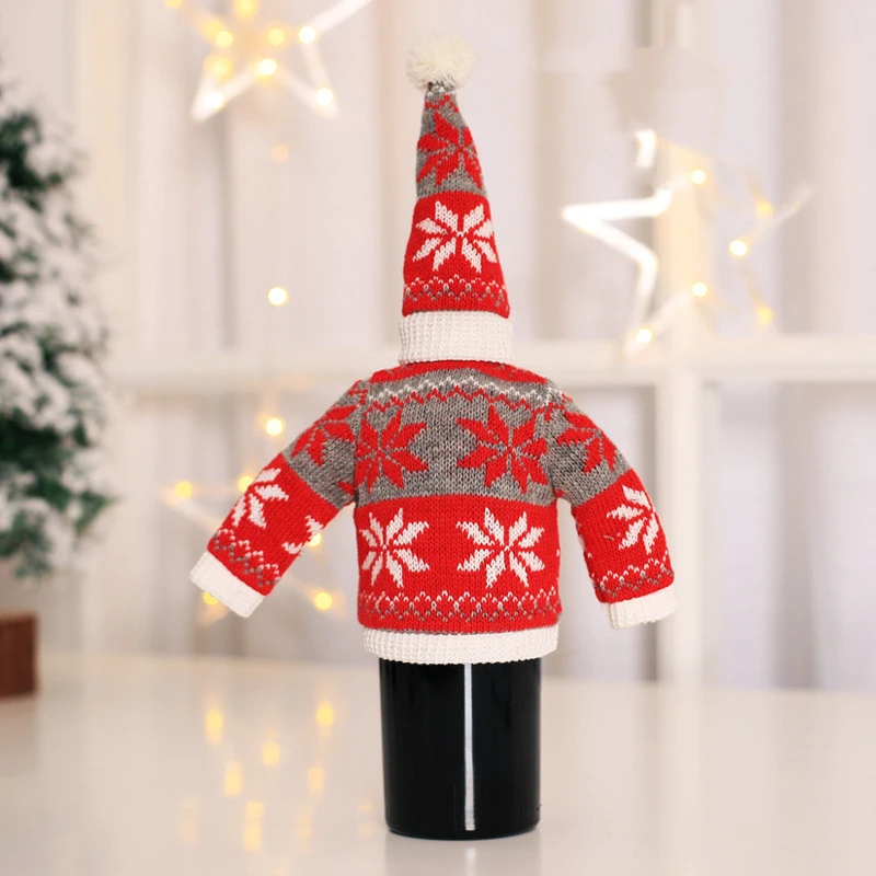 Christmas Creative Knitted Red Wine Bottle Set