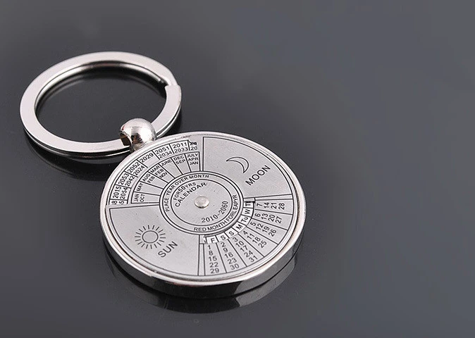 Compass Perpetual Calendar Metal Alloy Keychain