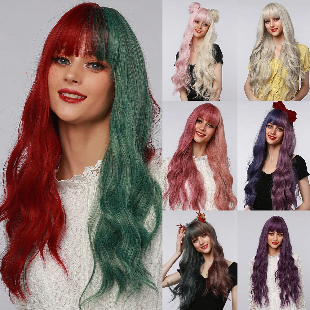 Colored Long Curly Hair Wig Headgear