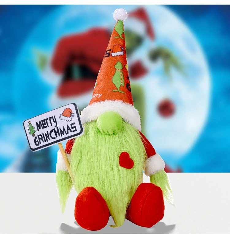 Sitting Faceless Doll Christmas Green Toy