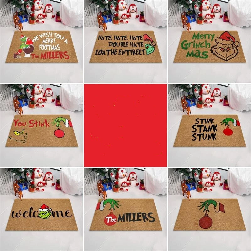 New Cartoon Christmas Letters Doorway Mat Kitchen Water Absorbent Ottoman