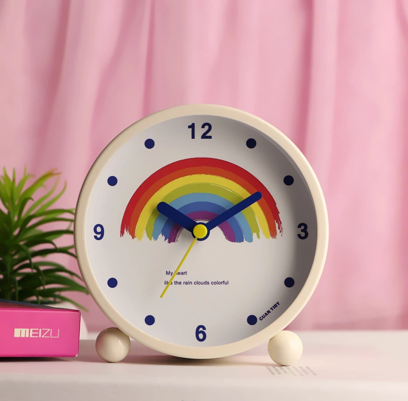 Japanese And Korean Style Rainbow Small Alarm Clock Silent Night Light