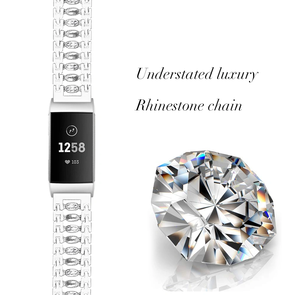 Suitable For Fitbit Charge3 Smart Watch Candy-shaped Metal Diamond-studded Bracelet Strap