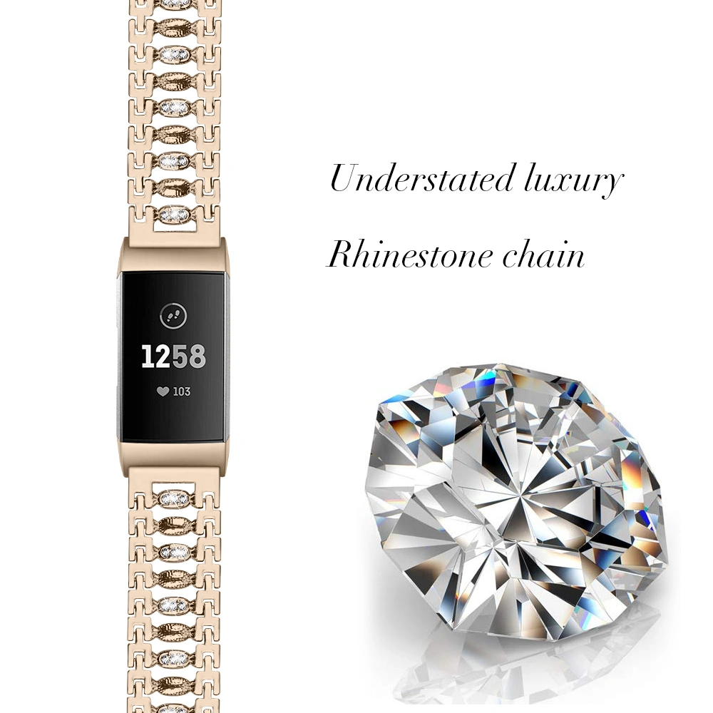 Suitable For Fitbit Charge3 Smart Watch Candy-shaped Metal Diamond-studded Bracelet Strap