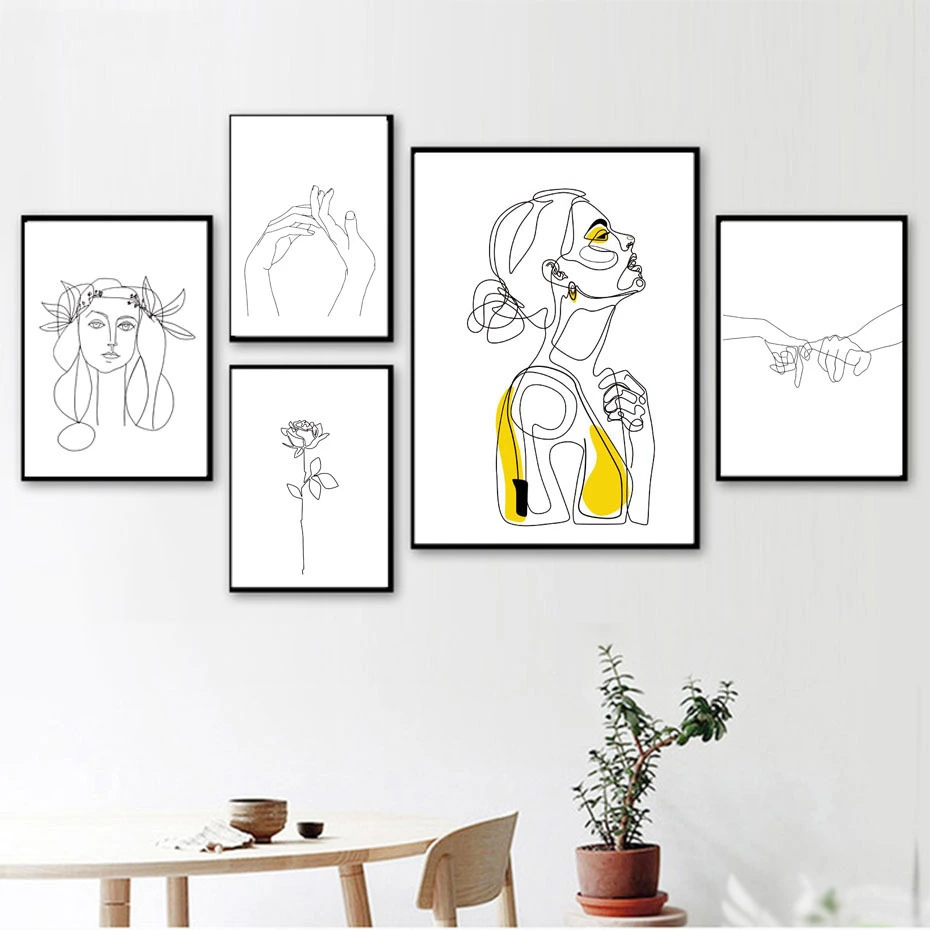 Creative Line Art Character Living Room Decoration Painting Simple Modern Frameless