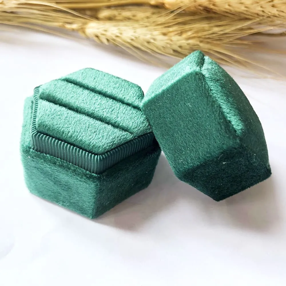 Fashion Flannel Jewelry Ring Box Hexagon Velvet