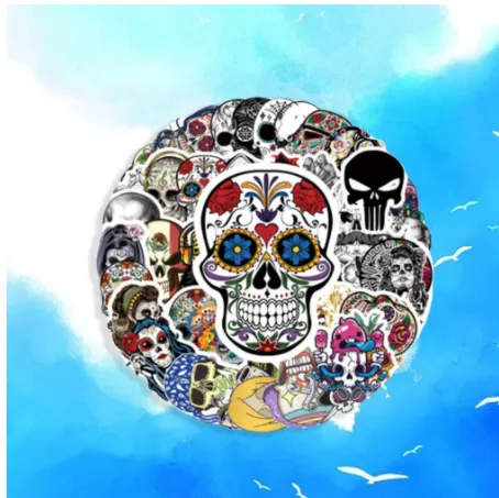 50 Pcs A Pack Of Colorful Scary Skull Graffiti Stickers
