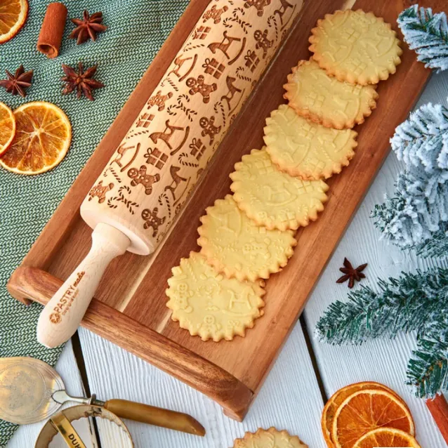 Explosive Christmas Snowman Gingerbread Man Printing Rolling Pin