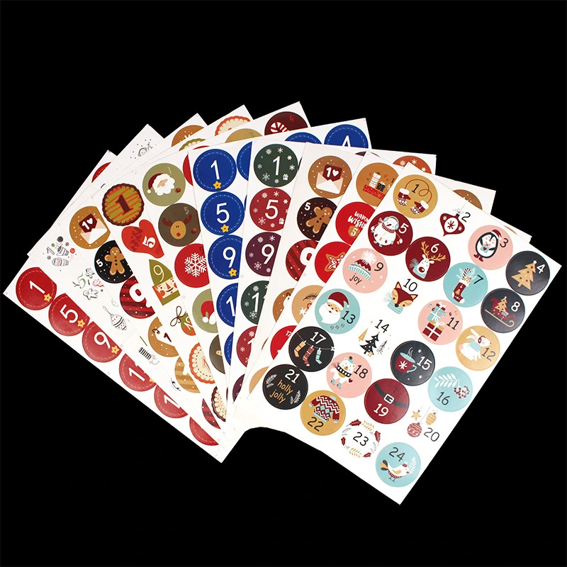 Christmas Gift Digital Stickers 24pcs Round Seal