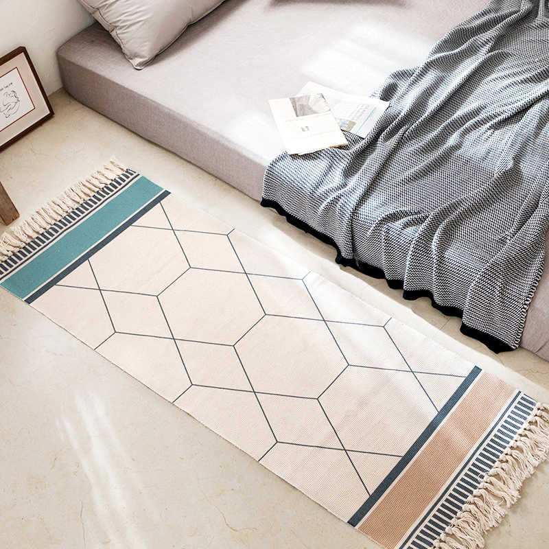 Nordic Simple Cotton And Linen Geometric Floor Mat