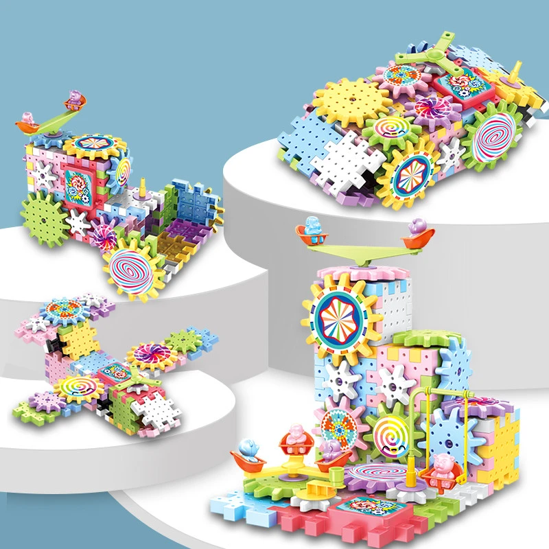 Variety Of Electric Building Blocks Gear Rotating Toy