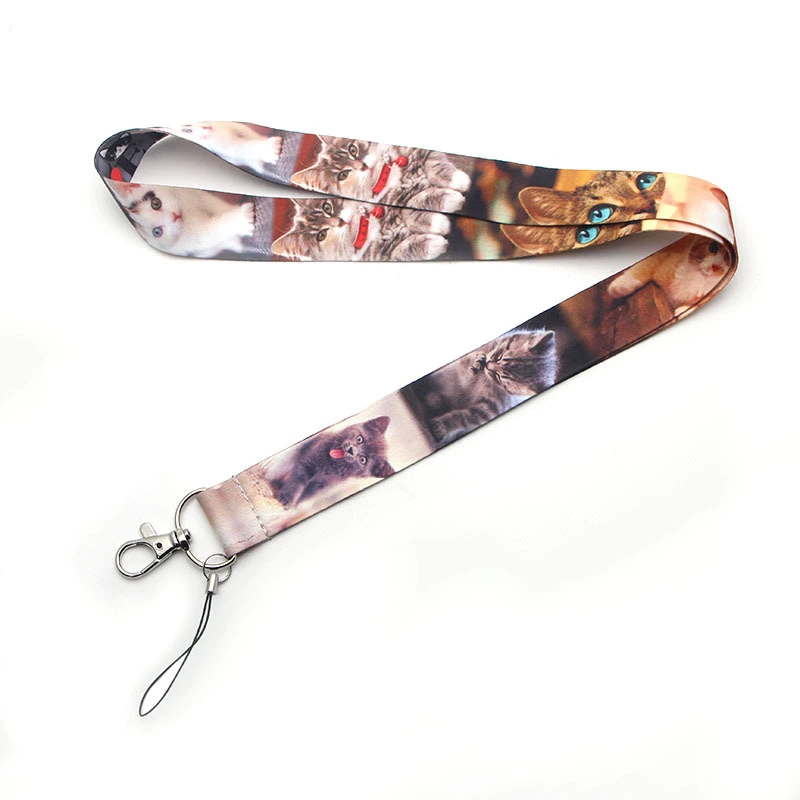 Cute Cat Mobile Phone Multicolor ID Card Lanyard