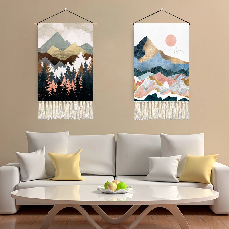 Home Decoration Tassel Hanging Painting Landscape Art Tapestry