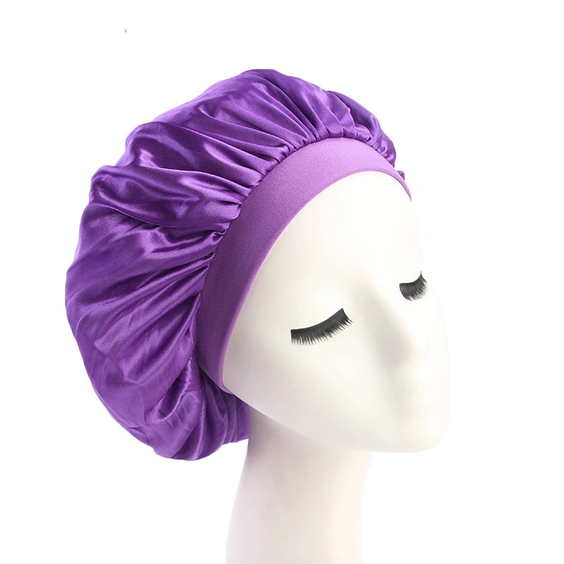 Faux Silk Dome Night Hat With Wide Brim Headband