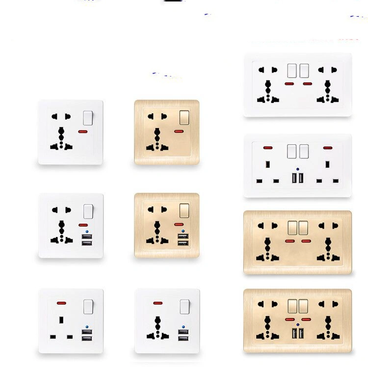 British Five-hole Multi-function Socket Panel With Switch