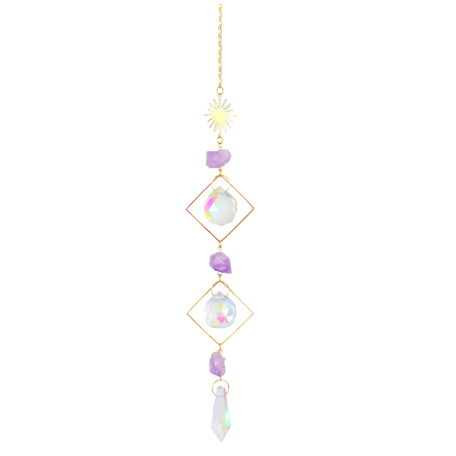 Crystal Wind Chimes Garden Moon Five-pointed Star Sun Wind Chimes Amethyst