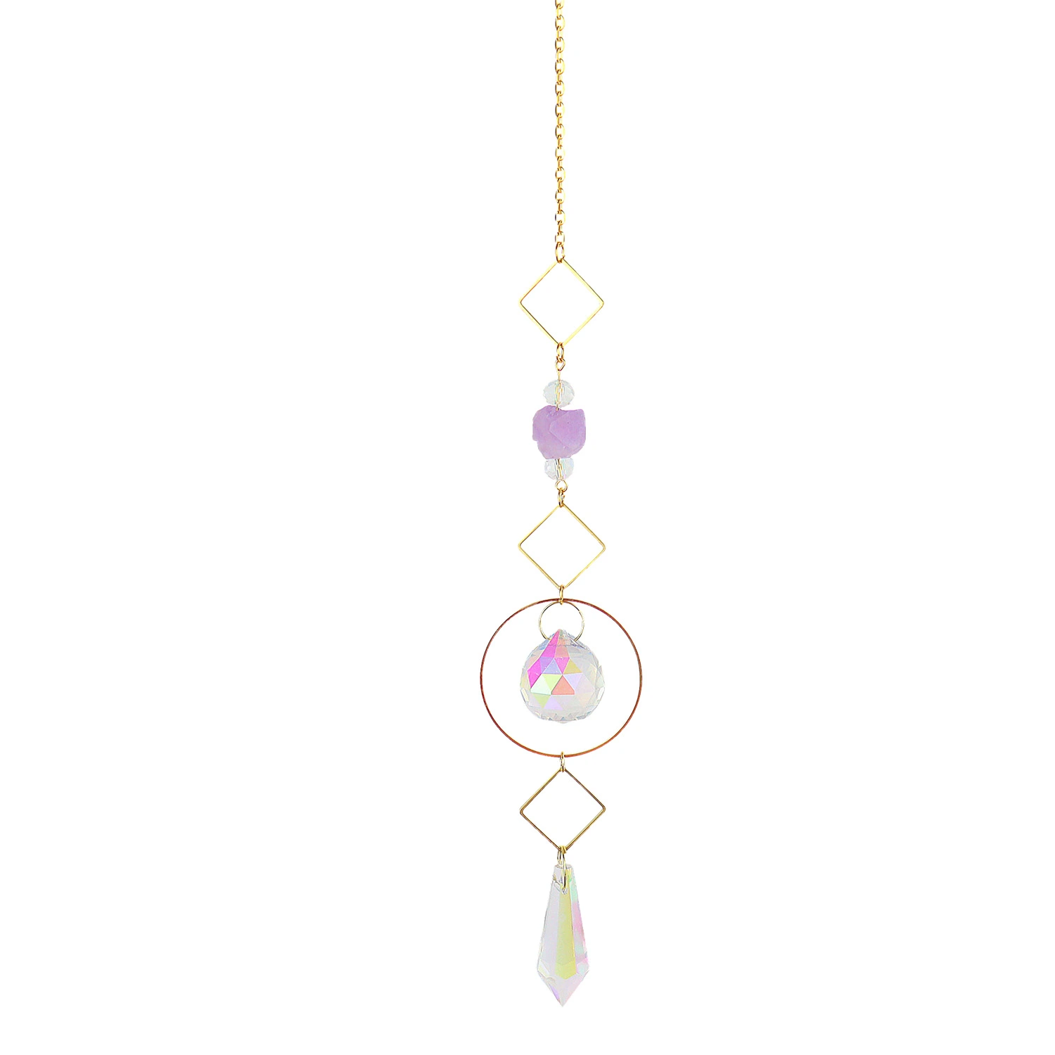 Crystal Wind Chimes Garden Moon Five-pointed Star Sun Wind Chimes Amethyst