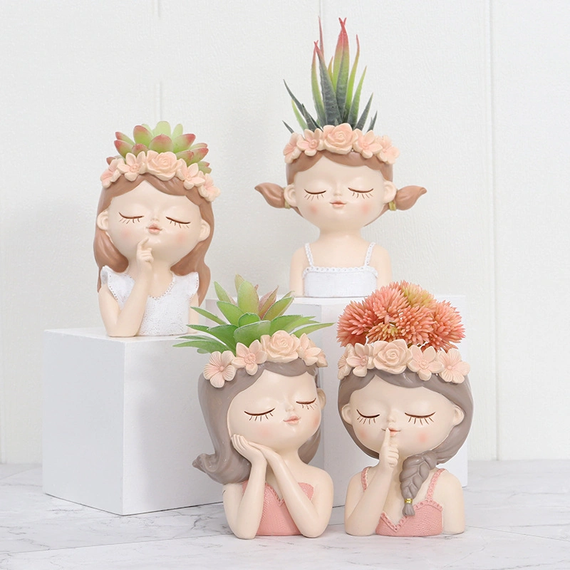 Cartoon Girl Desktop Succulents Potted Flower Pot