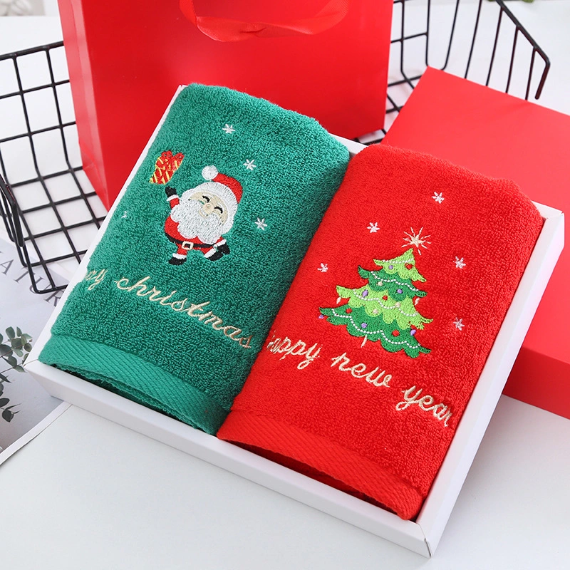 Christmas Gift Towel Cotton Face Towel Santa Claus