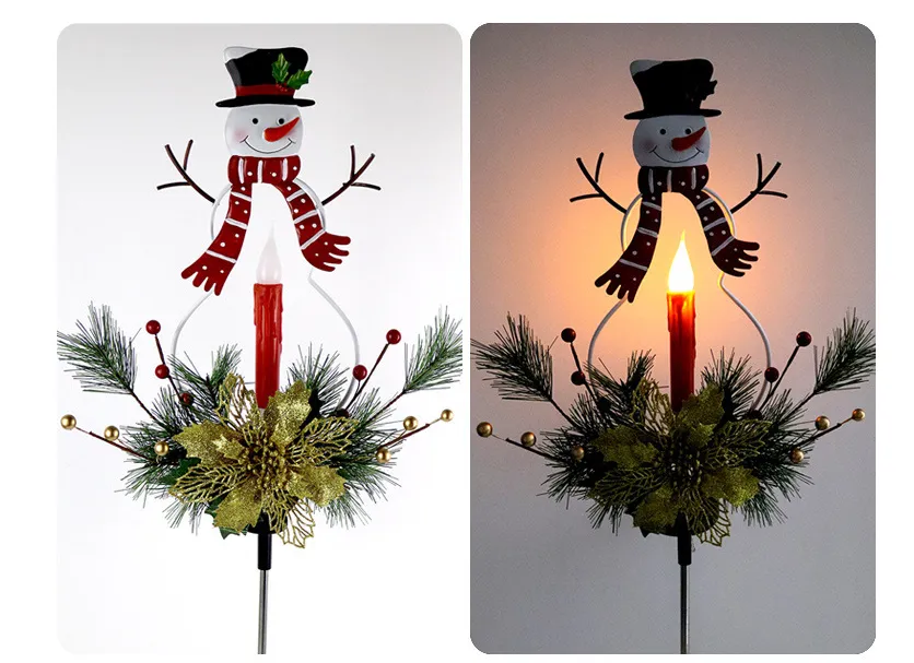 Christmas Solar Hardware Painted Snowman Ground Lights