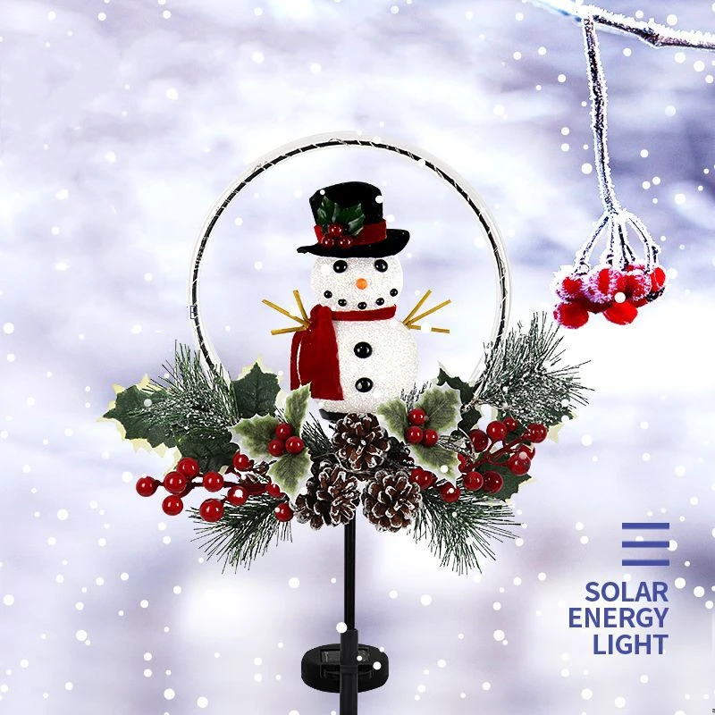 LED Solar Aperture Snowman Ground Plug Lamp