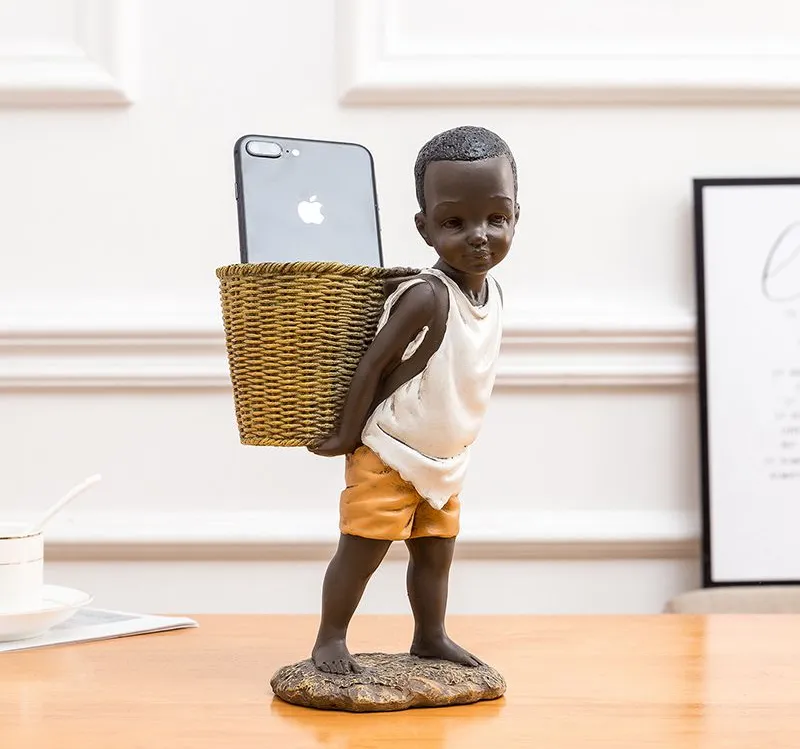 Creative Personality African Character Boy Pen Holder Storage Decoration Crafts