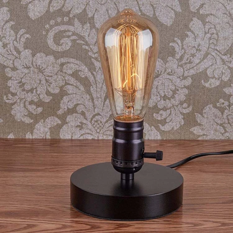 Fashion Old-fashioned Table Lamp Holder Industrial USB Charging Switch