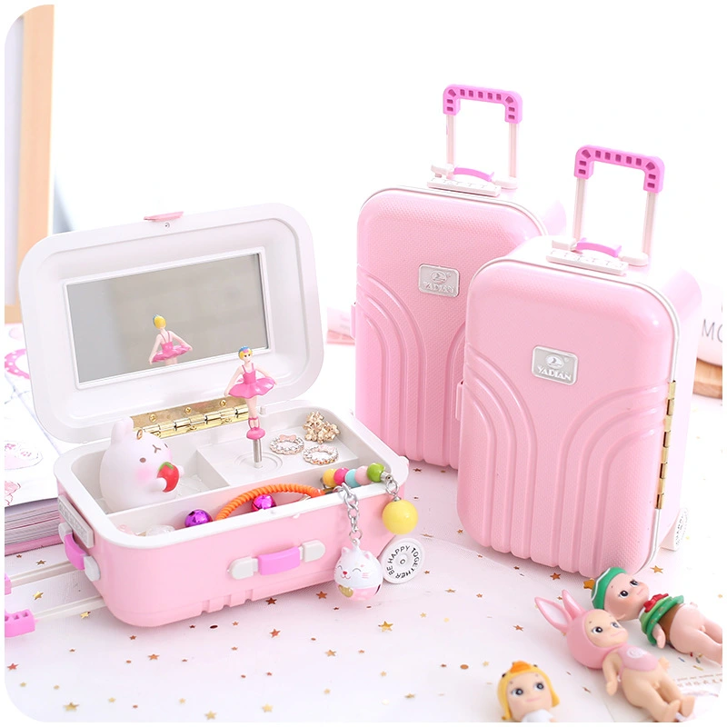 New Korean Style Trolley Luggage Princess Rotating Music Box