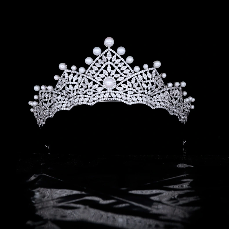 High-end Wild Bride Wedding Crown Pearl Zircon Wedding Headdress