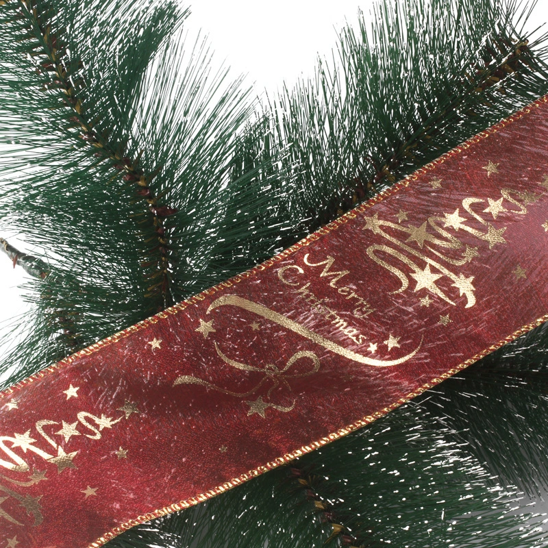 Red Gold Printed Christmas Tree Decoration Ribbon