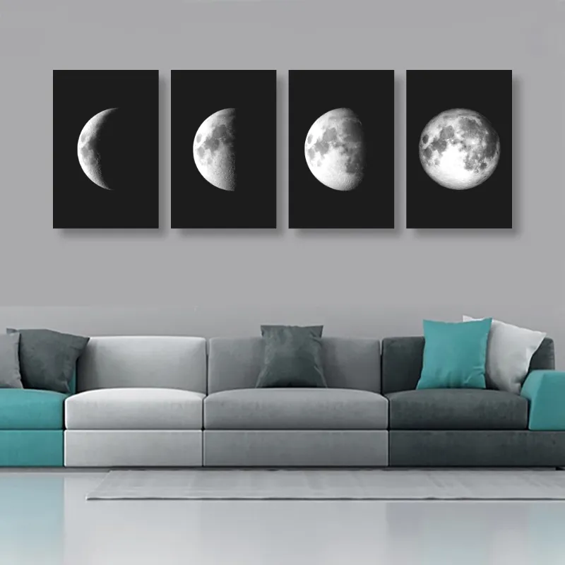 Abstract Moon Phase Change Astronomical Satellite Home Decoration Canvas Painting