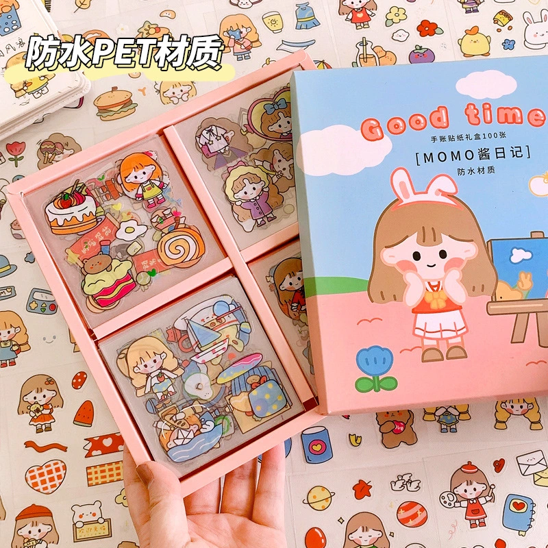 Cartoon Girl PET Waterproof Hand Account Thermos Mug Stickers