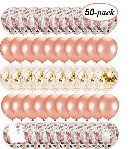 12 Inch Rose Gold Sequin Party 50 Decorative Sequin Balloon Set