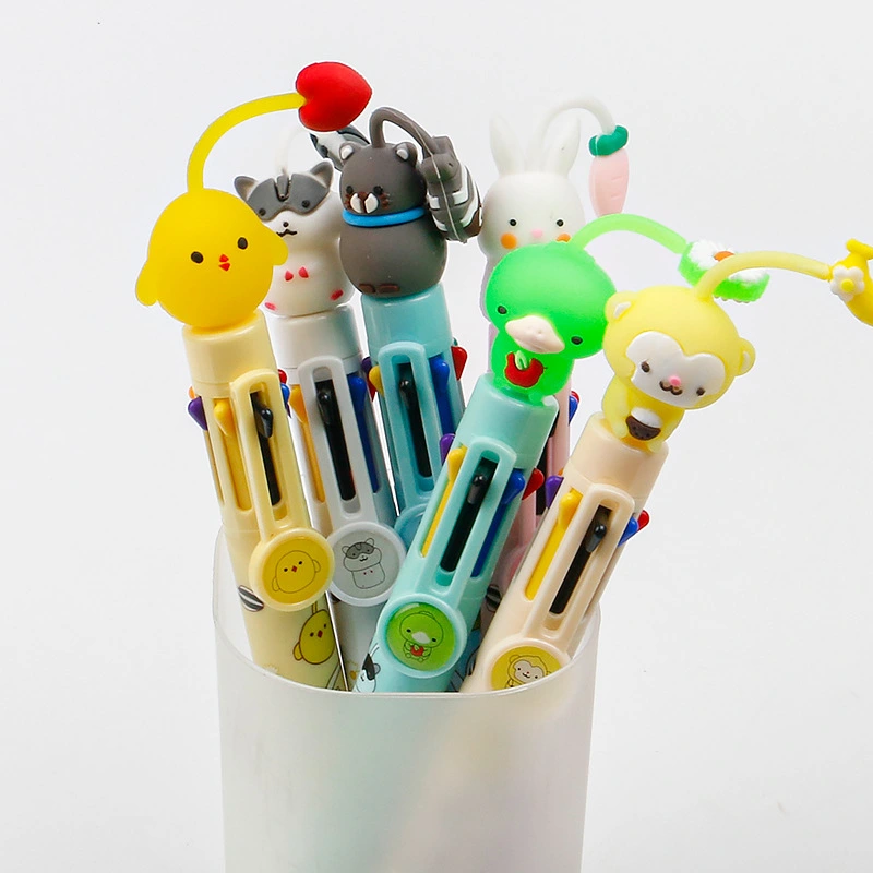 8-color Cartoon Doll Ballpoint Pen Student Multi-function