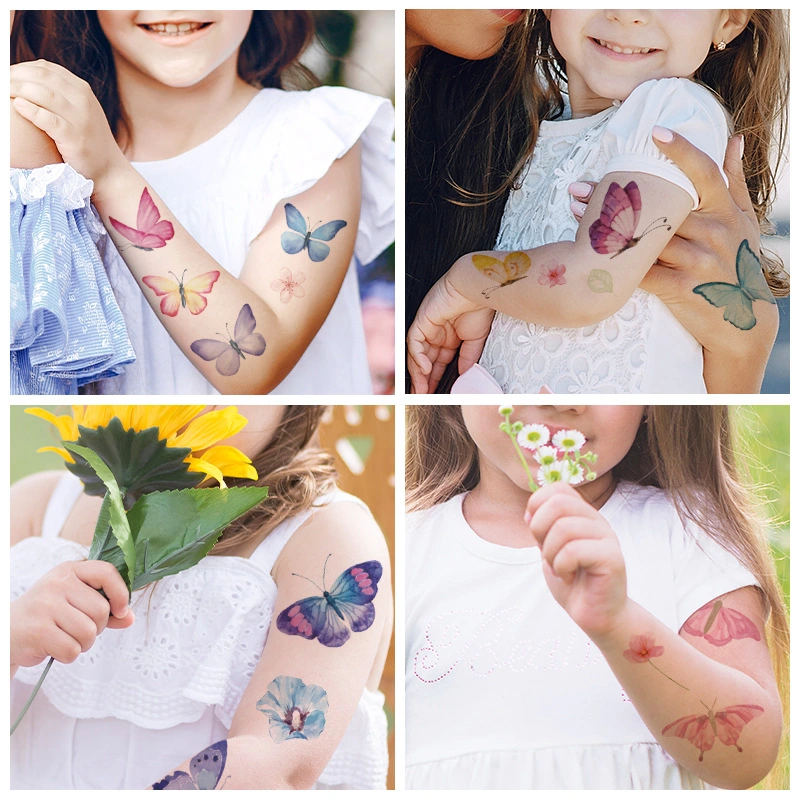 Cartoon Simple Color Butterfly Tattoo Stickers