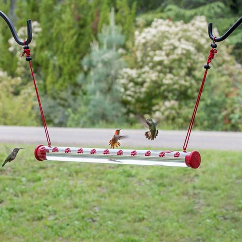 Hanging Red Tube Feeder Flower Hummingbird