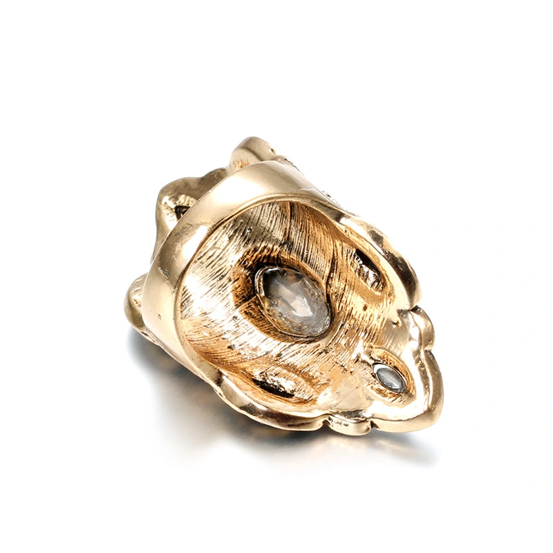 Luxury Antique Golden Horse Eye Grey Gemstone Vintage Ring
