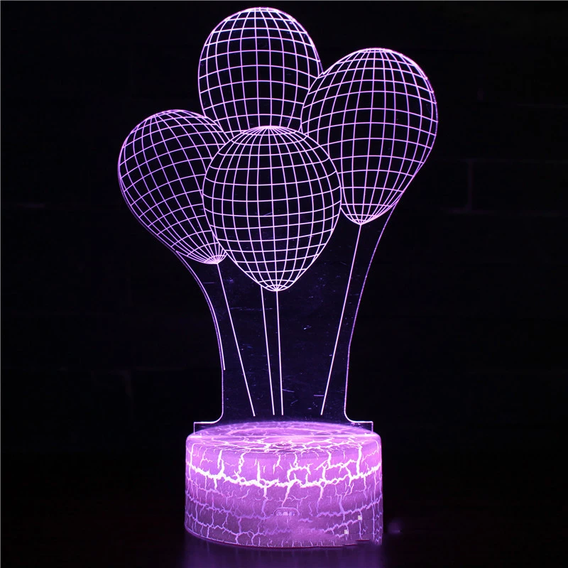 Hot Air Balloon Valentine's Day Series 3d Colorful Night Light