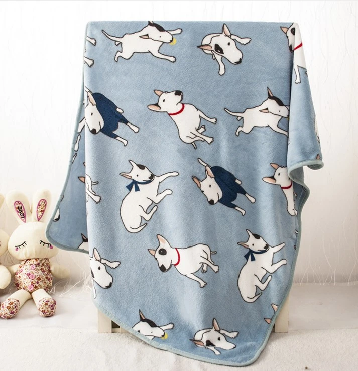 Coral Fleece Cartoon Dog Print Children's Warm Blanket