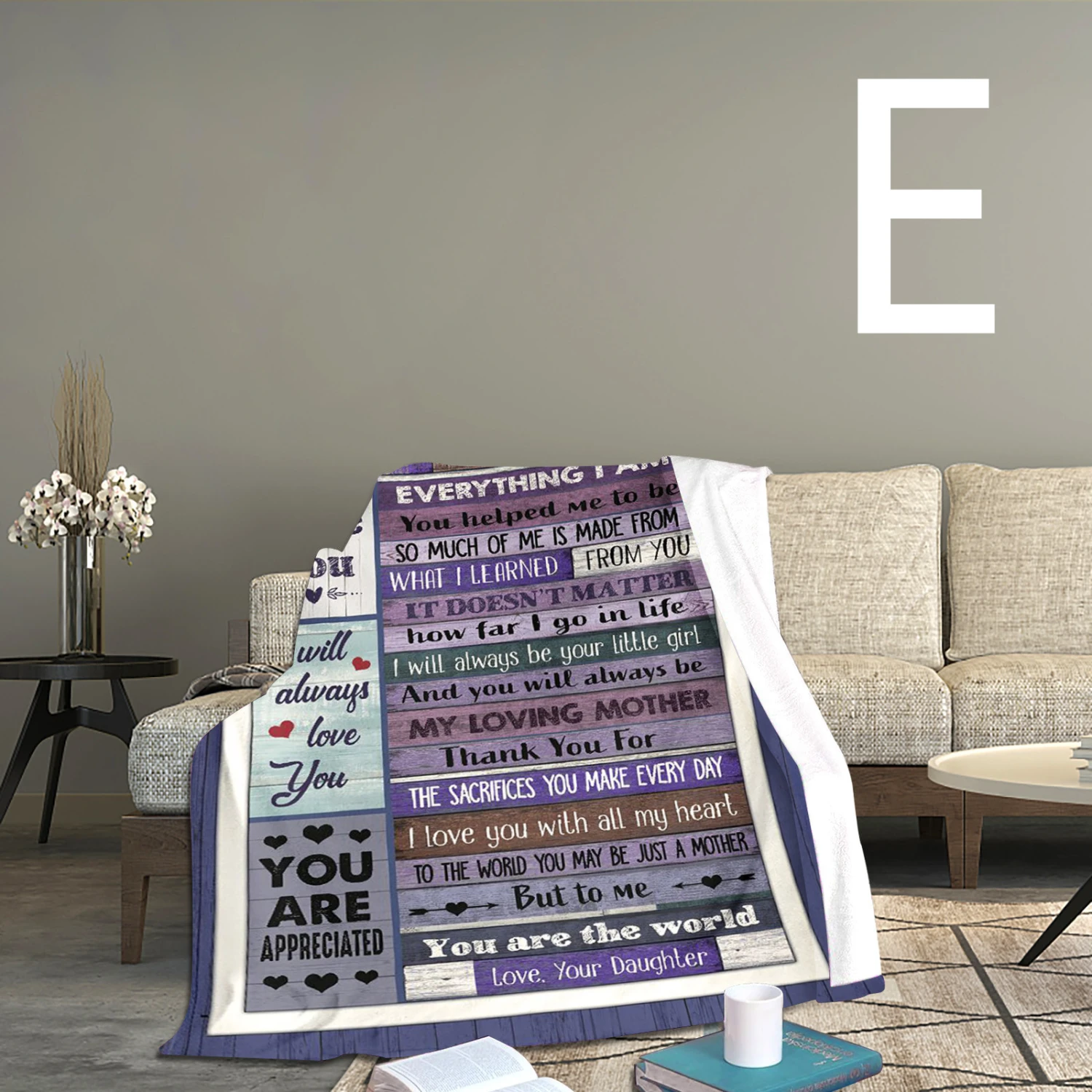 Message Letter Coral Fleece Printed Blanket