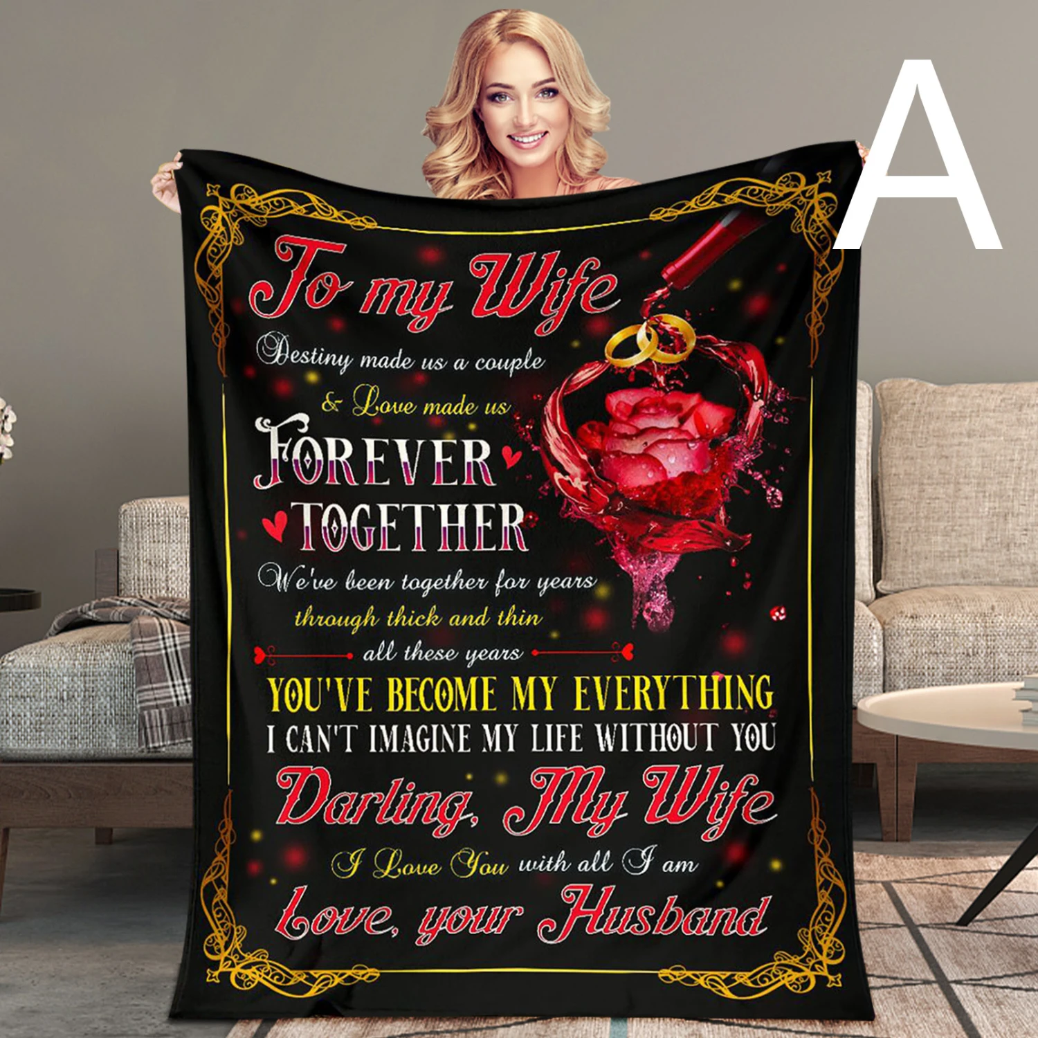 Message Letter Coral Fleece Printed Blanket