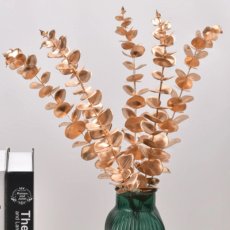 5pcs Gold Eucalyptus Leaves Money Leaves Simulation Flower Arrangement Home  Decoration