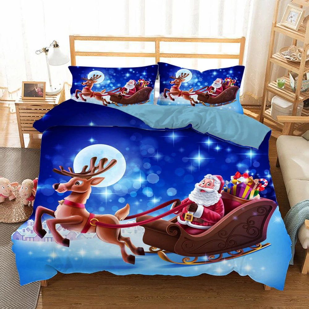 Santa's Three-piece Duvet Cover Under The Stars