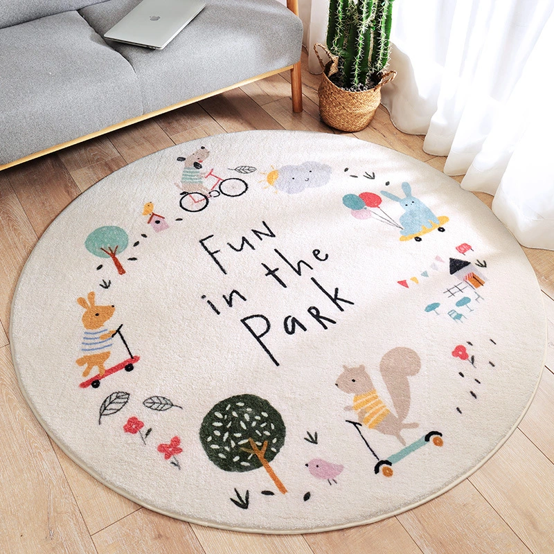 Children's Room Bedroom Round Carpet Cute Animal Cartoon