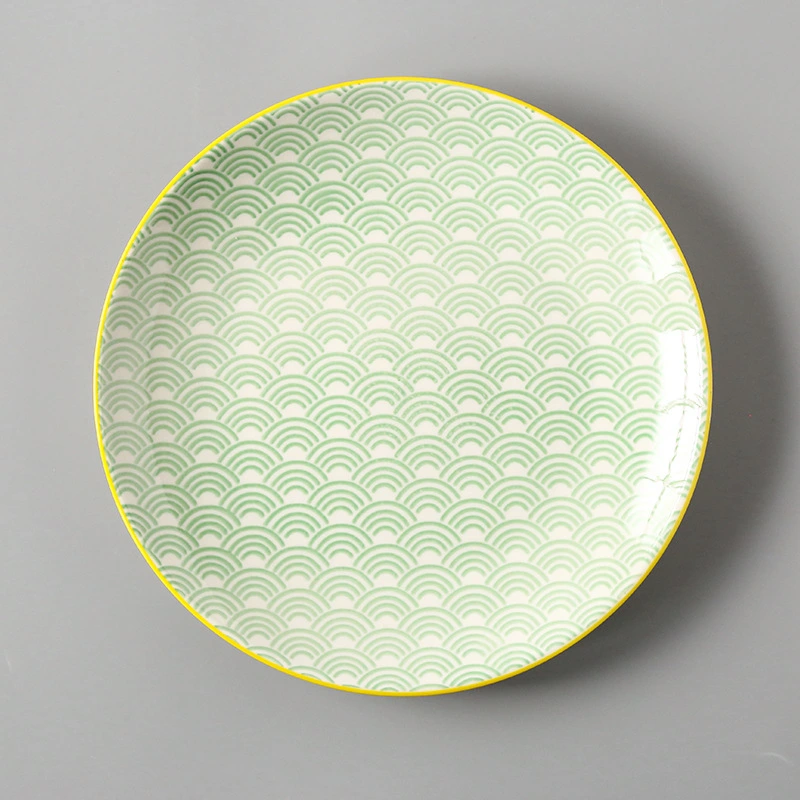 Japanese 8 Inch Shallow Plate Ceramic Underglaze Color