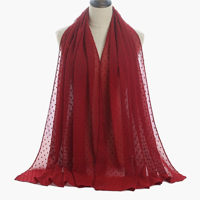 New Malaysia Indonesia Flocking Ball Thick Chiffon Scarf