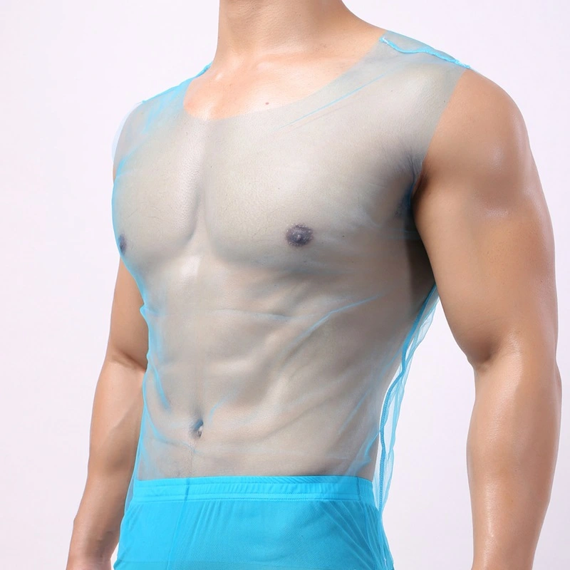 Mesh Full Transparent Racer Vest Loose Sexy Wide-shoulder Underwear